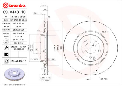 Set dischi freno BREMBO 09.A448.10