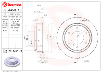 Set dischi freno BREMBO COATED DISC LINE 09.A450.11