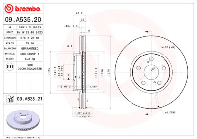 Set dischi freno BREMBO 09.A535.20