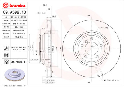 Set dischi freno BREMBO 09.A599.10