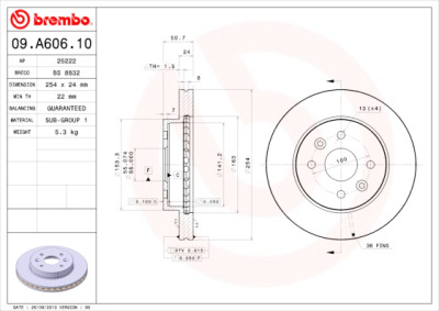Set dischi freno BREMBO 09.A606.10