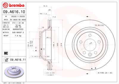 Set dischi freno BREMBO 09.A616.10