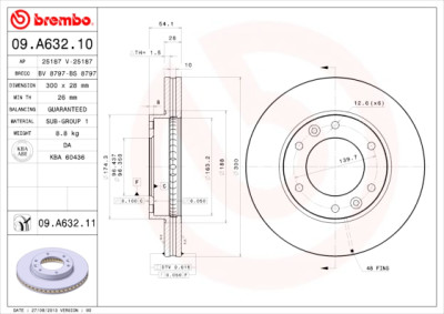Set dischi freno BREMBO 09.A632.10