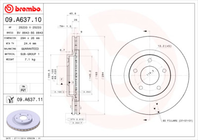 Set dischi freno BREMBO 09.A637.10