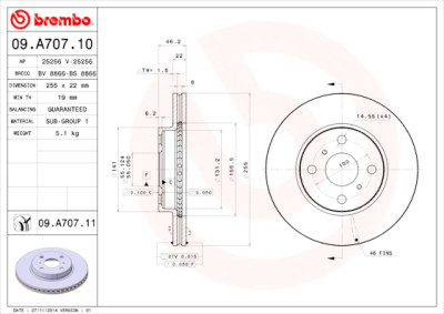 Set dischi freno BREMBO 09.A707.10