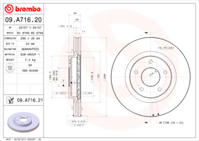 Set dischi freno BREMBO 09.A716.20