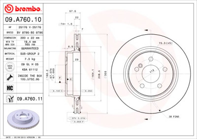 Set dischi freno BREMBO 09.A760.10
