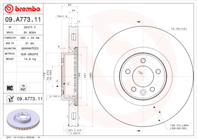 BREMBO COATED DISC LINE 09.A773.11 Set dischi freno