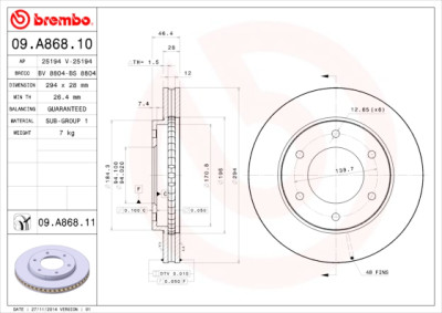 Set dischi freno BREMBO 09.A868.10