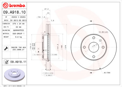 Set dischi freno BREMBO 09.A918.11