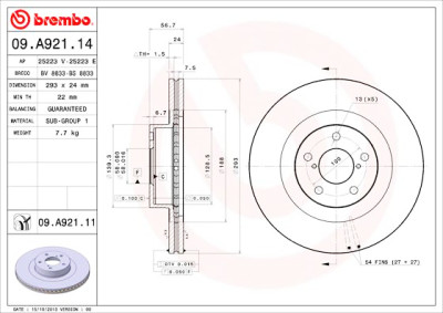 Set dischi freno BREMBO 09.A921.14