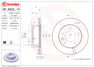 Set dischi freno BREMBO 09.A922.14