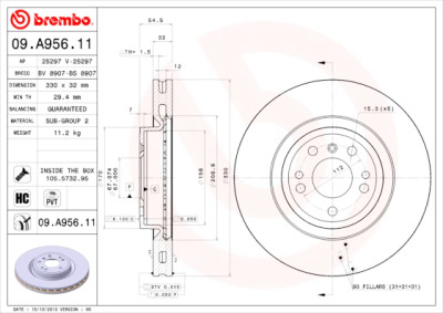 BREMBO COATED DISC LINE 09.A956.11 Set dischi freno