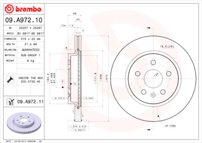 Set dischi freno BREMBO 09.A972.10