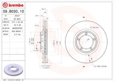 Set dischi freno BREMBO 09.B030.10