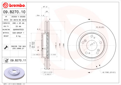 Set dischi freno BREMBO 09.B270.10