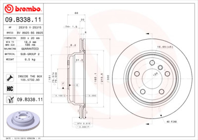 BREMBO COATED DISC LINE 09.B338.11 Set dischi freno