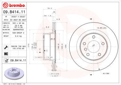 BREMBO COATED DISC LINE 09.B414.11 Set dischi freno