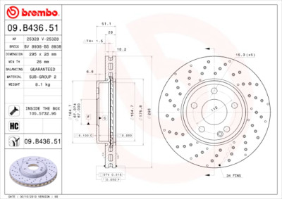 BREMBO COATED DISC LINE 09.B436.51 Set dischi freno