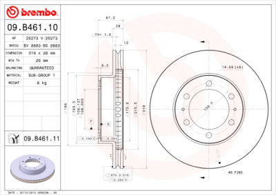 Set dischi freno BREMBO 09.B461.10