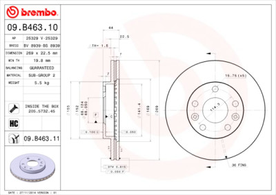 Set dischi freno BREMBO 09.B463.10