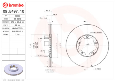 Set dischi freno BREMBO 09.B497.10