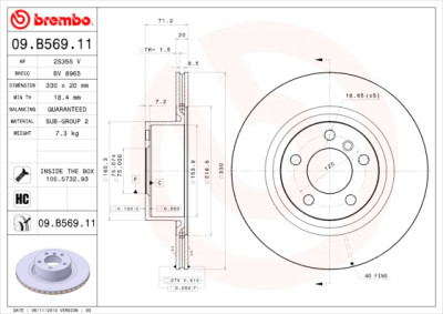 BREMBO COATED DISC LINE 09.B569.11 Set dischi freno
