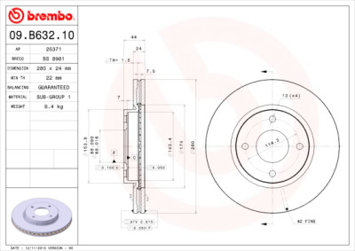 Set dischi freno BREMBO 09.B632.10