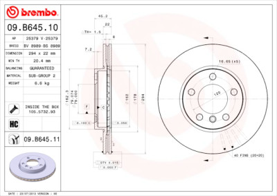 Set dischi freno BREMBO 09.B645.10
