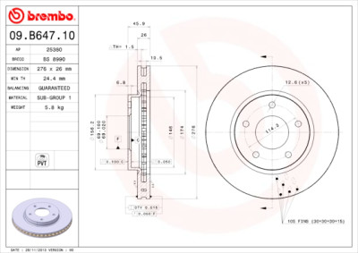 Set dischi freno BREMBO 09.B647.10