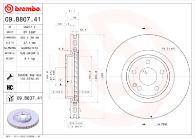 BREMBO COATED DISC LINE 09.B807.41 Set dischi freno