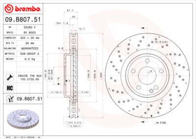 BREMBO COATED DISC LINE 09.B807.51 Set dischi freno