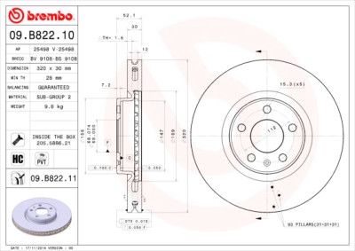 Set dischi freno BREMBO 09.B822.10