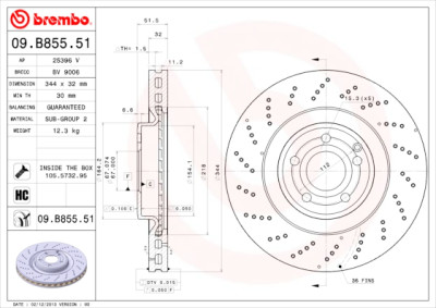 BREMBO COATED DISC LINE 09.B855.51 Set dischi freno