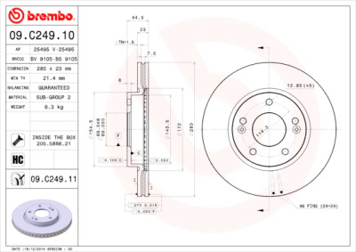 Set dischi freno BREMBO 09.C249.11