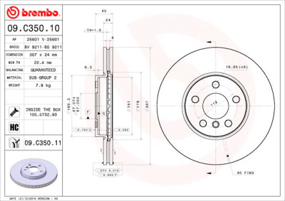 Set dischi freno BREMBO 09.C350.11