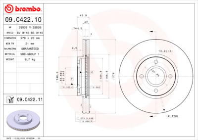 Set dischi freno BREMBO 09.C422.11