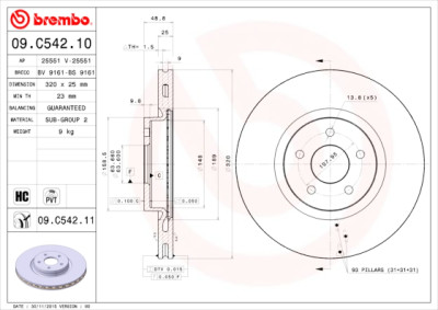 Set dischi freno BREMBO 09.C542.11