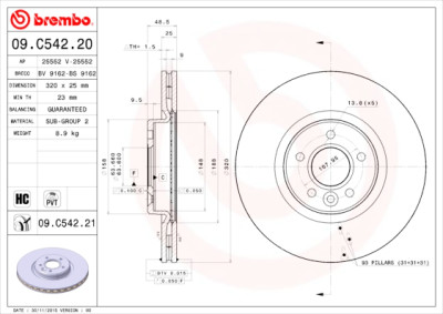 Set dischi freno BREMBO 09.C542.21