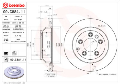 Set dischi freno BREMBO 09.C884.11