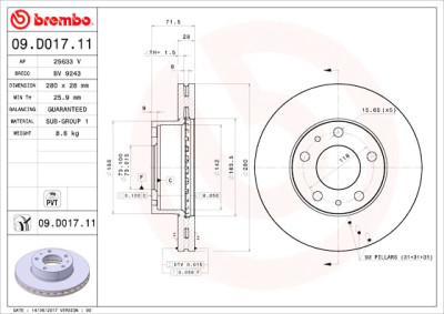 Set dischi freno BREMBO 09.D017.11