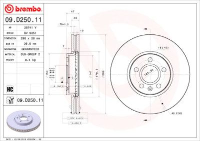 Set dischi freno BREMBO 09.D250.11