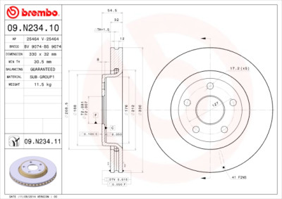 Set dischi freno BREMBO 09.N234.11