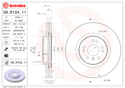Set dischi freno BREMBO COATED DISC LINE 09.R104.11