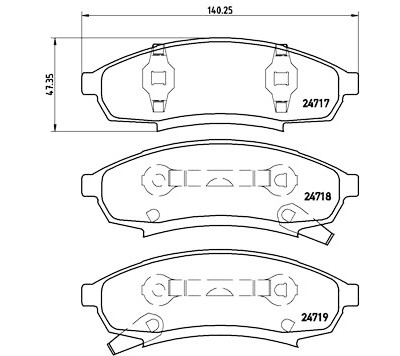 Set di 4 pastiglie freno BREMBO P 07 003