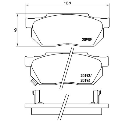 Set di 4 pastiglie freno BREMBO P 28 008