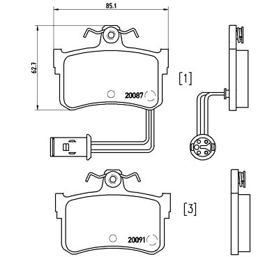 Set di 4 pastiglie freno BREMBO P 28 015