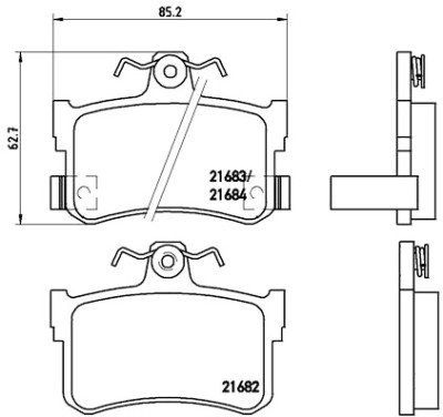 Set di 4 pastiglie freno BREMBO P 28 027