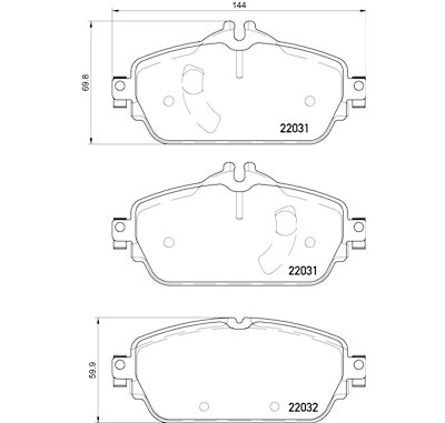 Set di 4 pastiglie freno con lato di montaggio BREMBO P 50 119