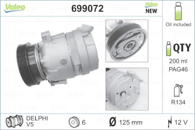 Compressore, Climatizzatore VALEO 69.9072